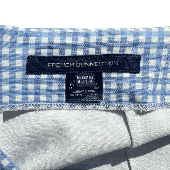 French Connection Whisper Tie-Back Gingham Mini Dress Blue White Check - Size 4 - Picture 5 of 13